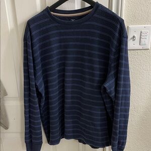 Faded Glory Men's Dark Blue Striped Long Sleeve Shirt